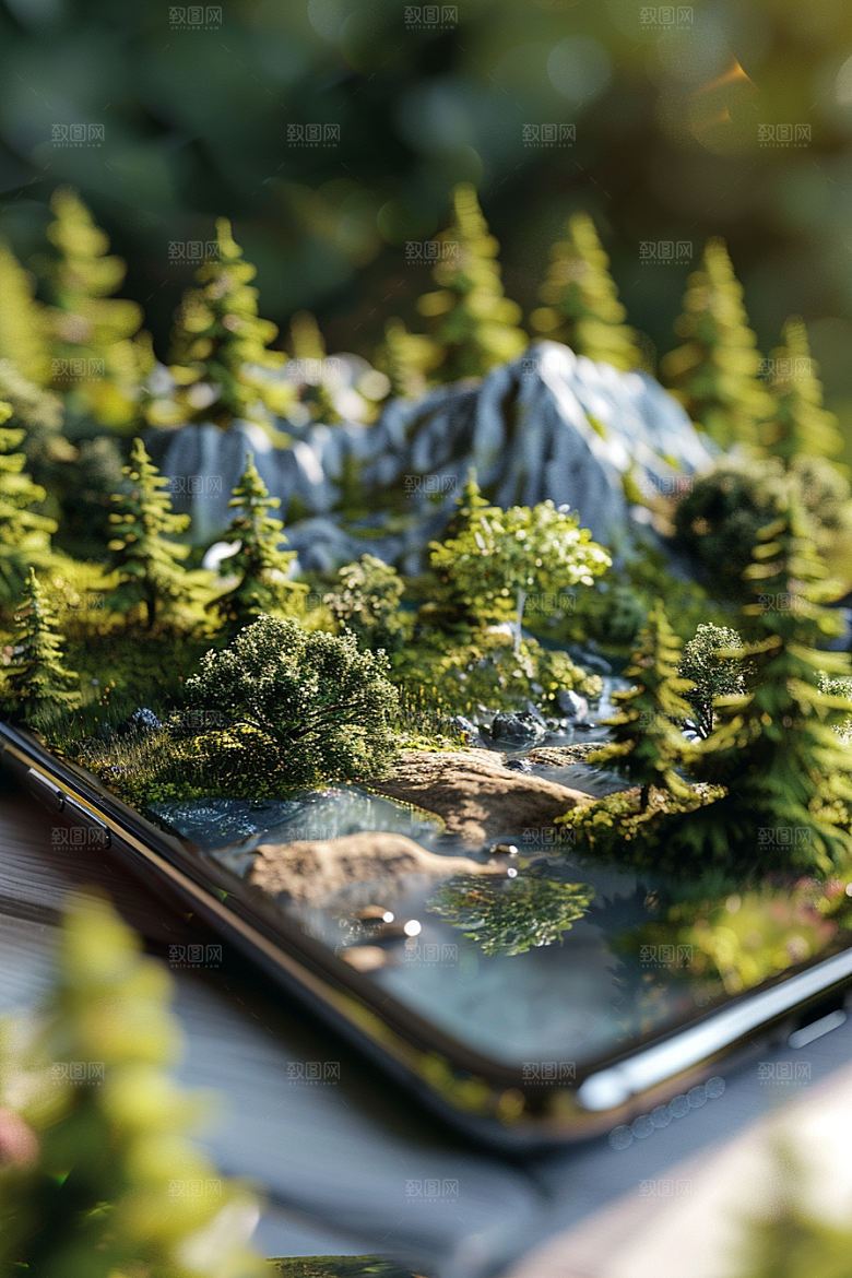 手机VR山水3D幻想风模型