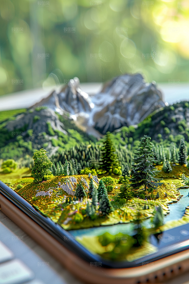 手机VR山水风光超现实模型