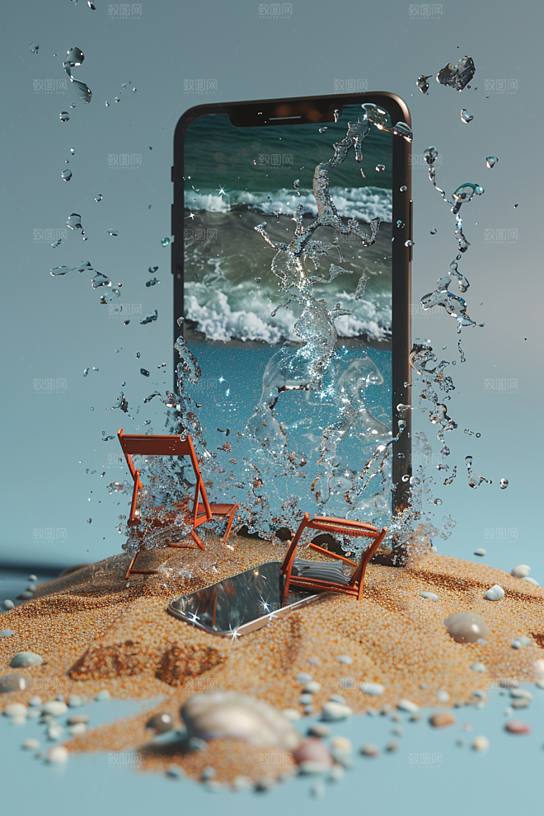 手机VR山水未来虚拟现实模型