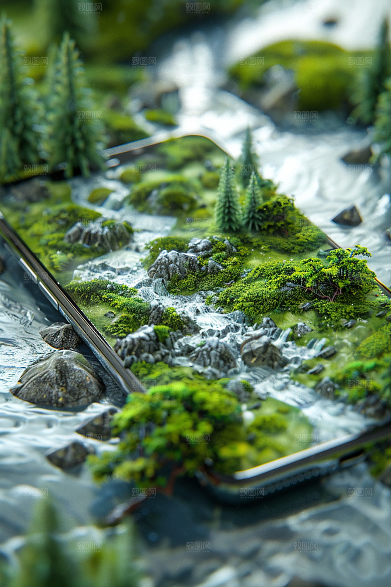 手机VR山水科技幻想风模型