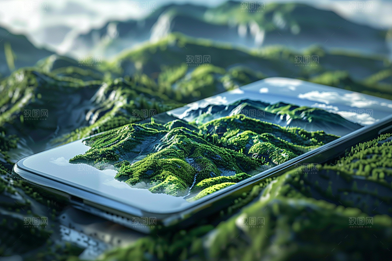 手机VR山水立体科技模型