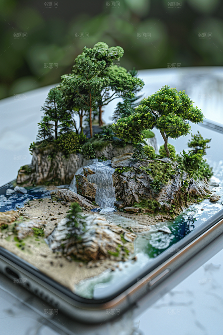 手机VR山水立体幻想风模型