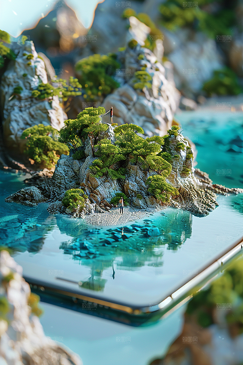 手机VR山水自然数码设备模型