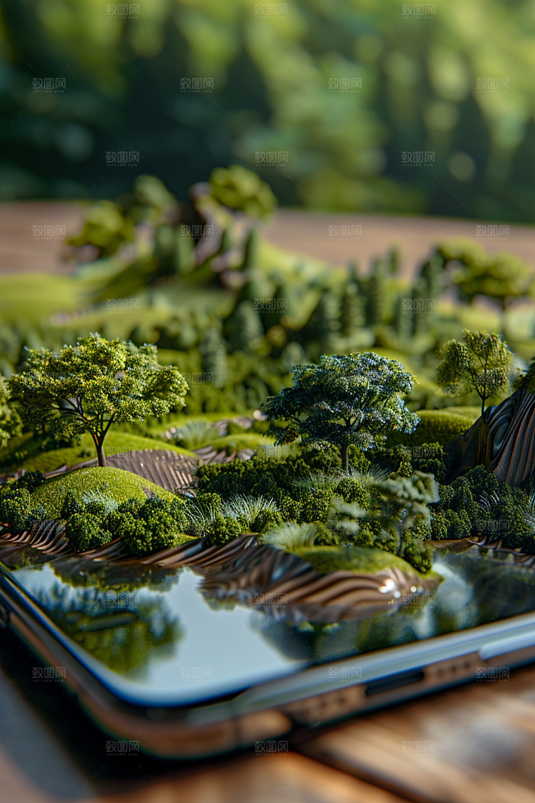 手机VR山水超现实自然模型