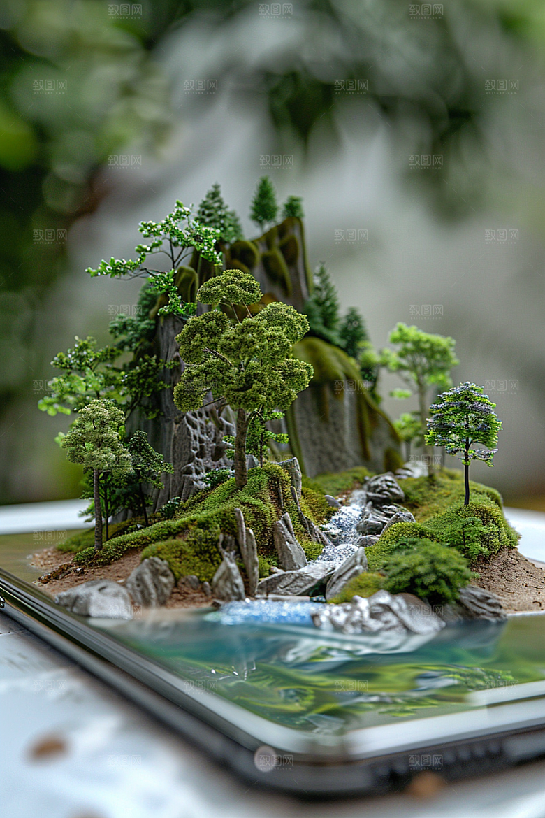 手机VR山水未来高清模型