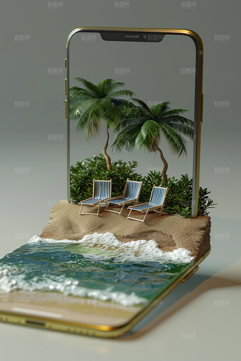 手机VR山水立体自然模型