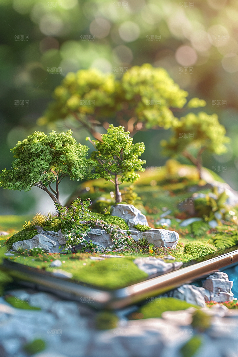 手机VR山水立体科技模型