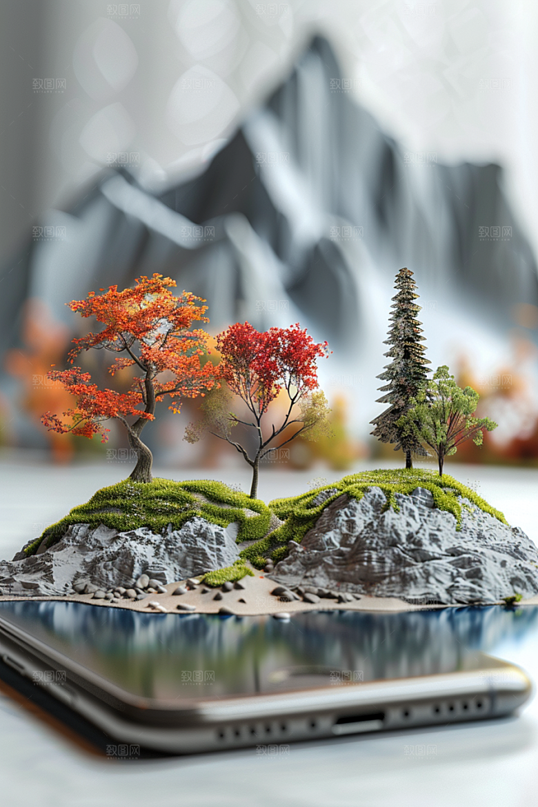 手机VR山水超现实立体模型