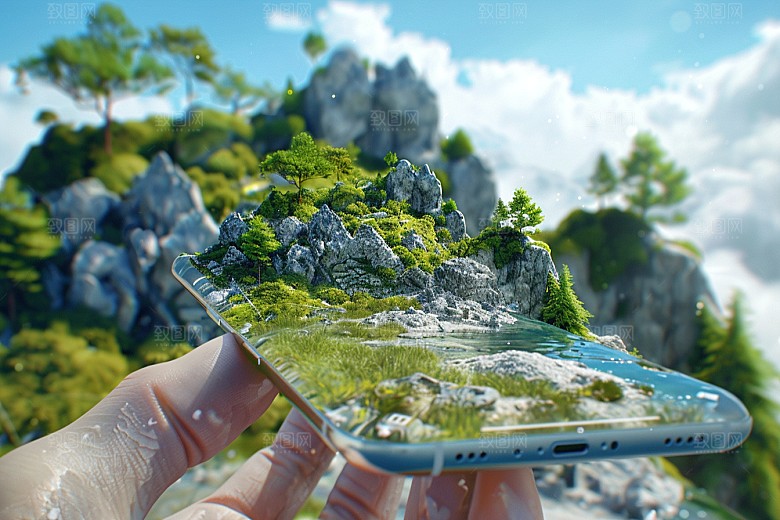 手机VR山水幻想风VR技术模型