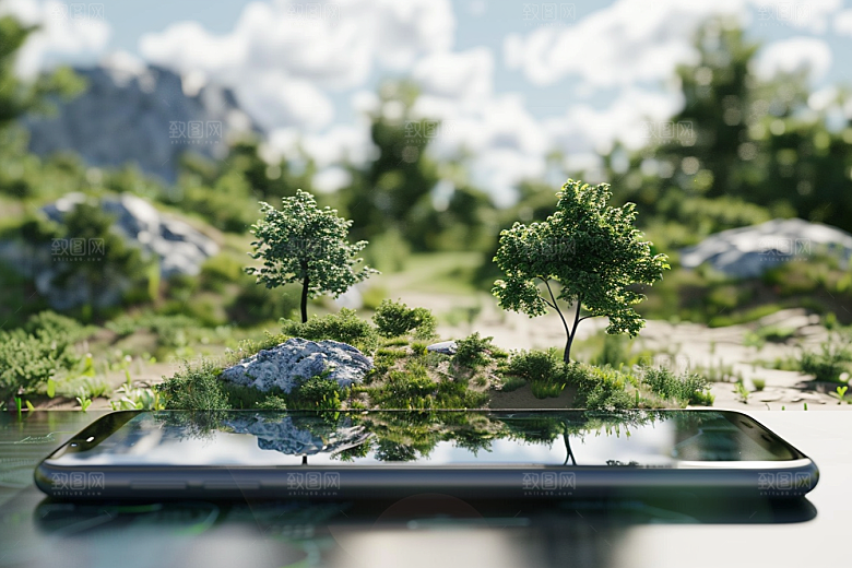 手机VR山水元宇宙未来模型