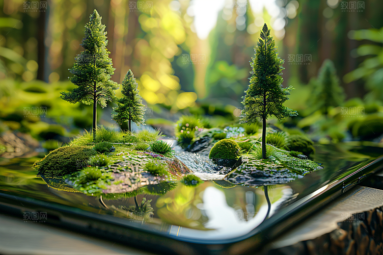 手机VR山水立体科技模型