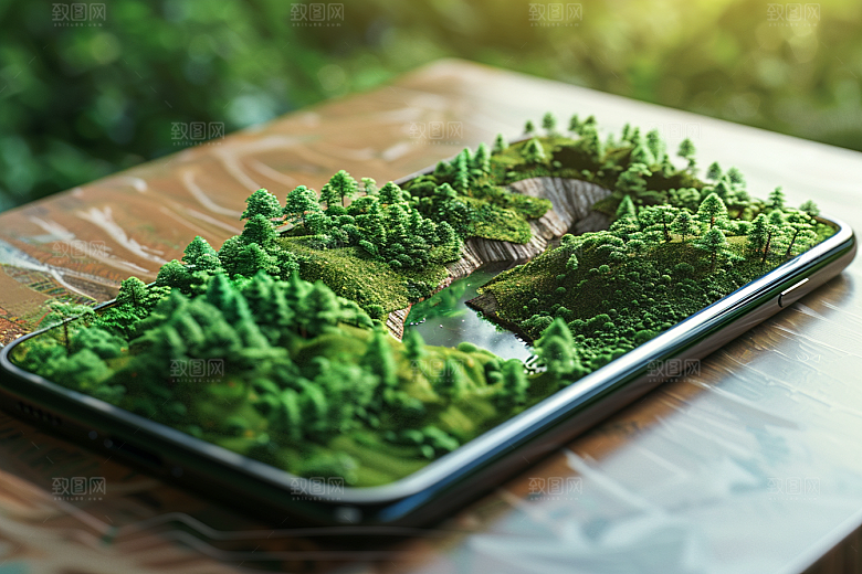 手机VR山水虚拟现实自然模型