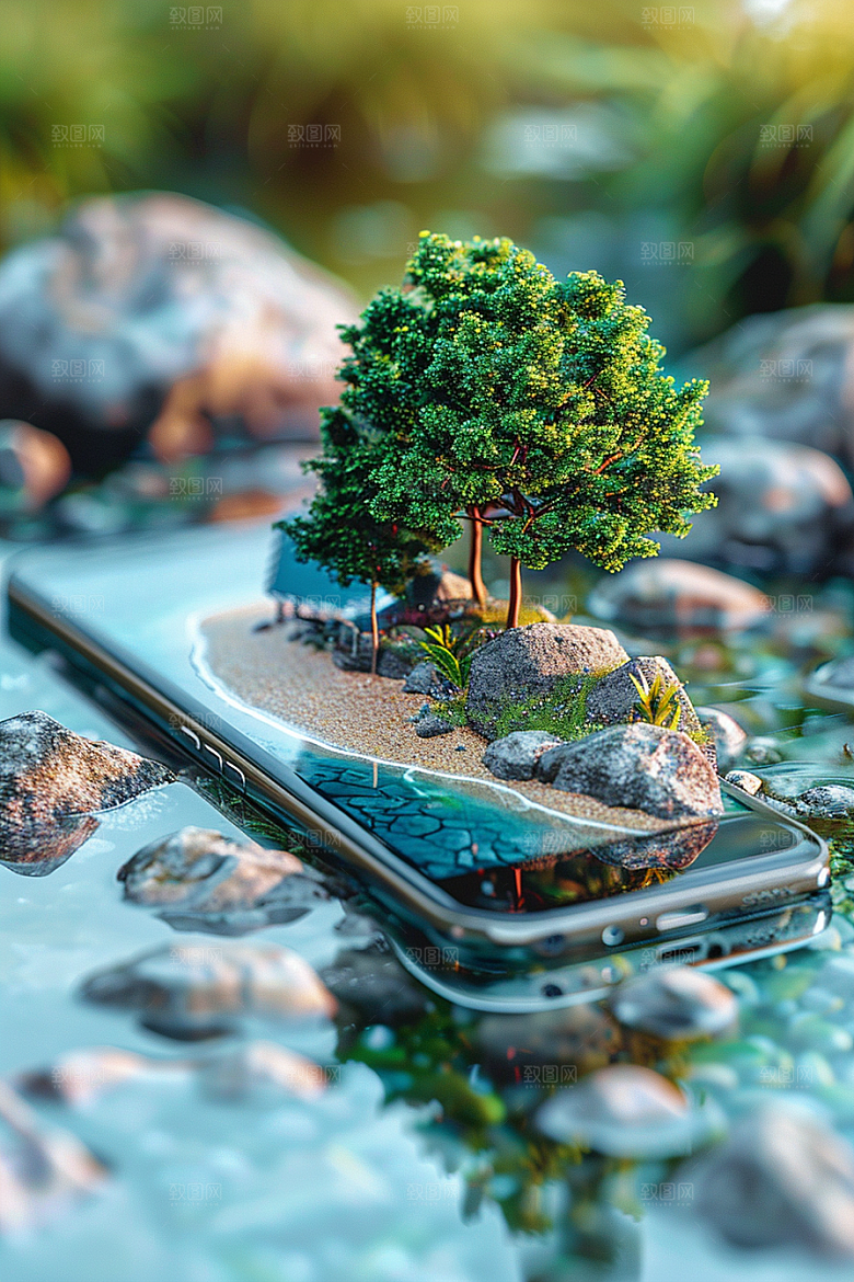 手机VR山水自然超现实模型