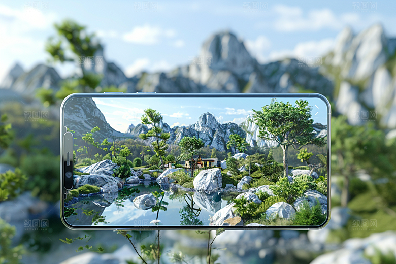 手机VR山水自然幻想风模型