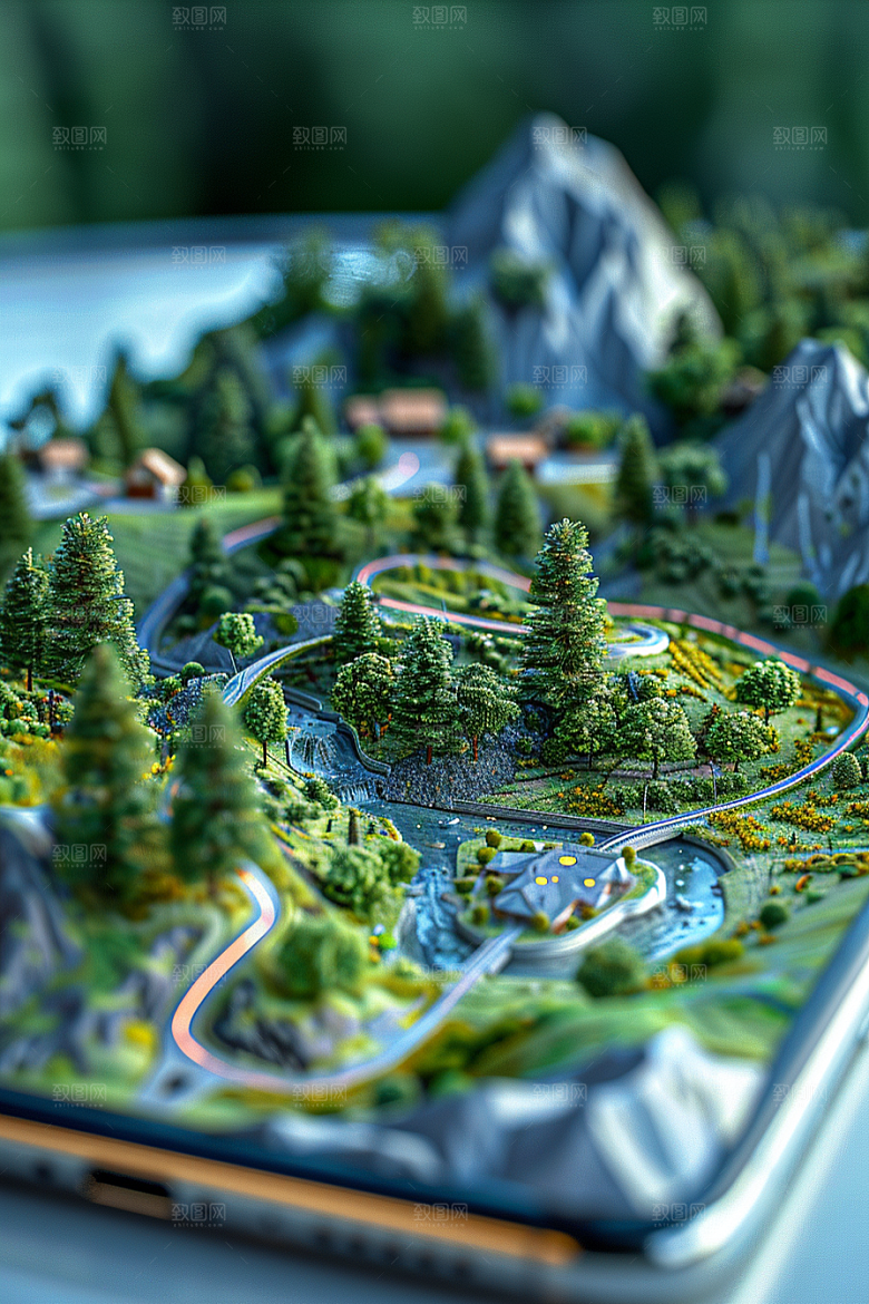 手机VR山水超现实科技模型