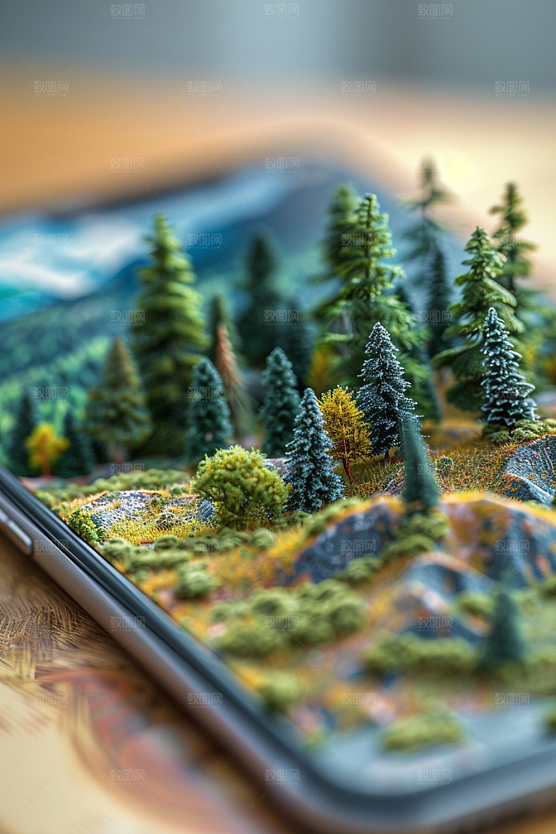 手机VR山水自然未来模型