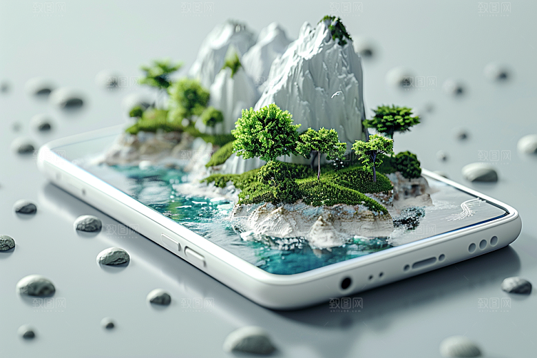 手机VR山水元宇宙自然模型