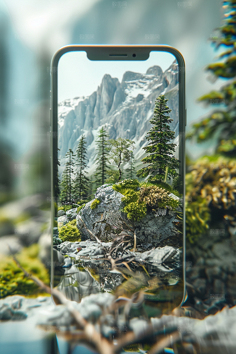 手机VR山水幻想风自然模型