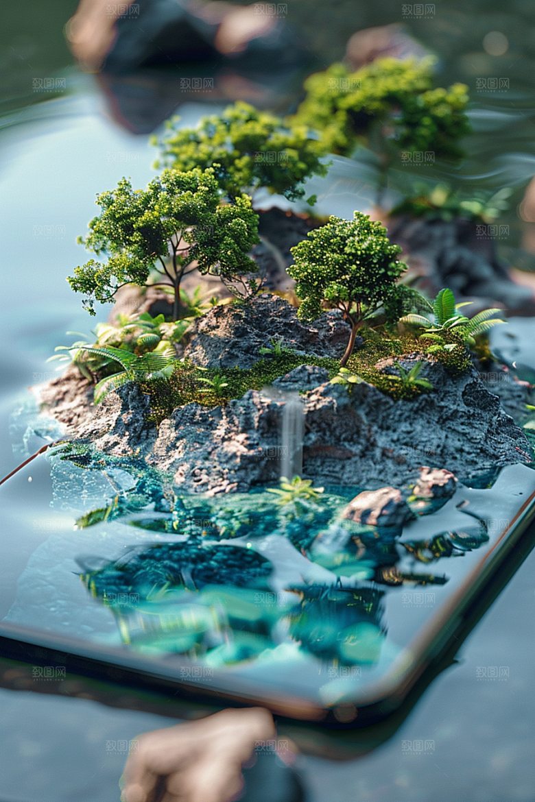 手机VR山水未来幻想风模型