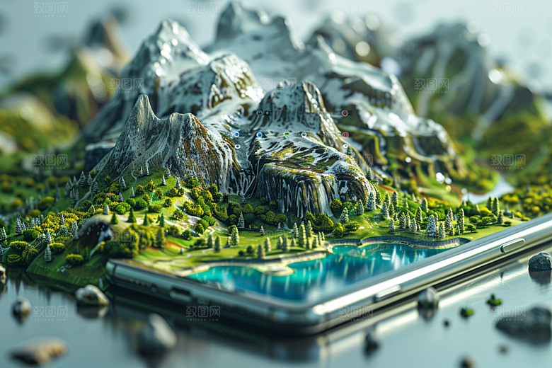 手机VR山水立体VR技术模型