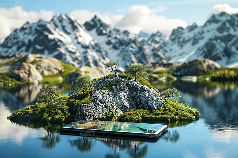 手机VR山水风光立体模型