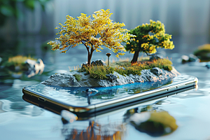 手机VR山水科技自然模型