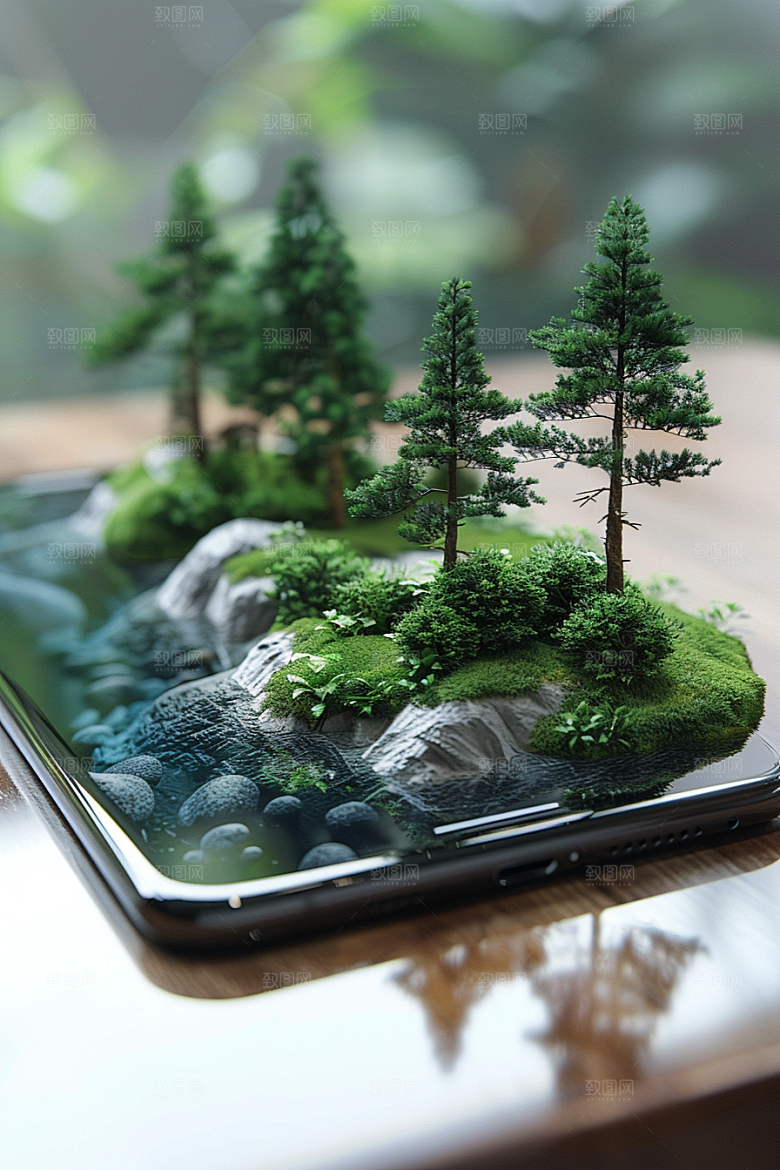 手机VR山水幻想风科技模型