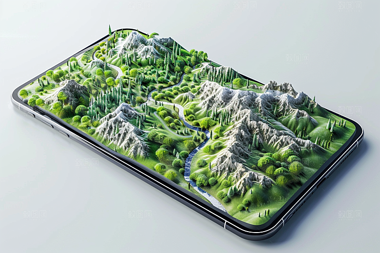 手机VR山水3D未来模型