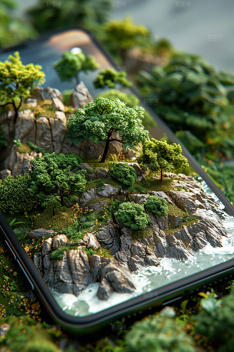 手机VR山水元宇宙超现实模型