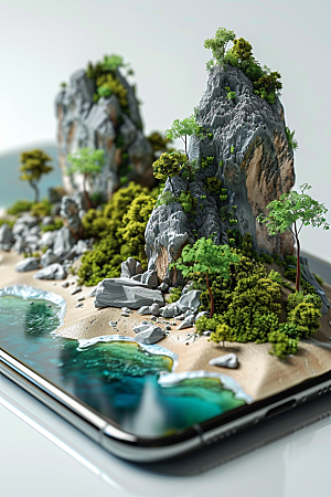 手机VR山水科技3D模型