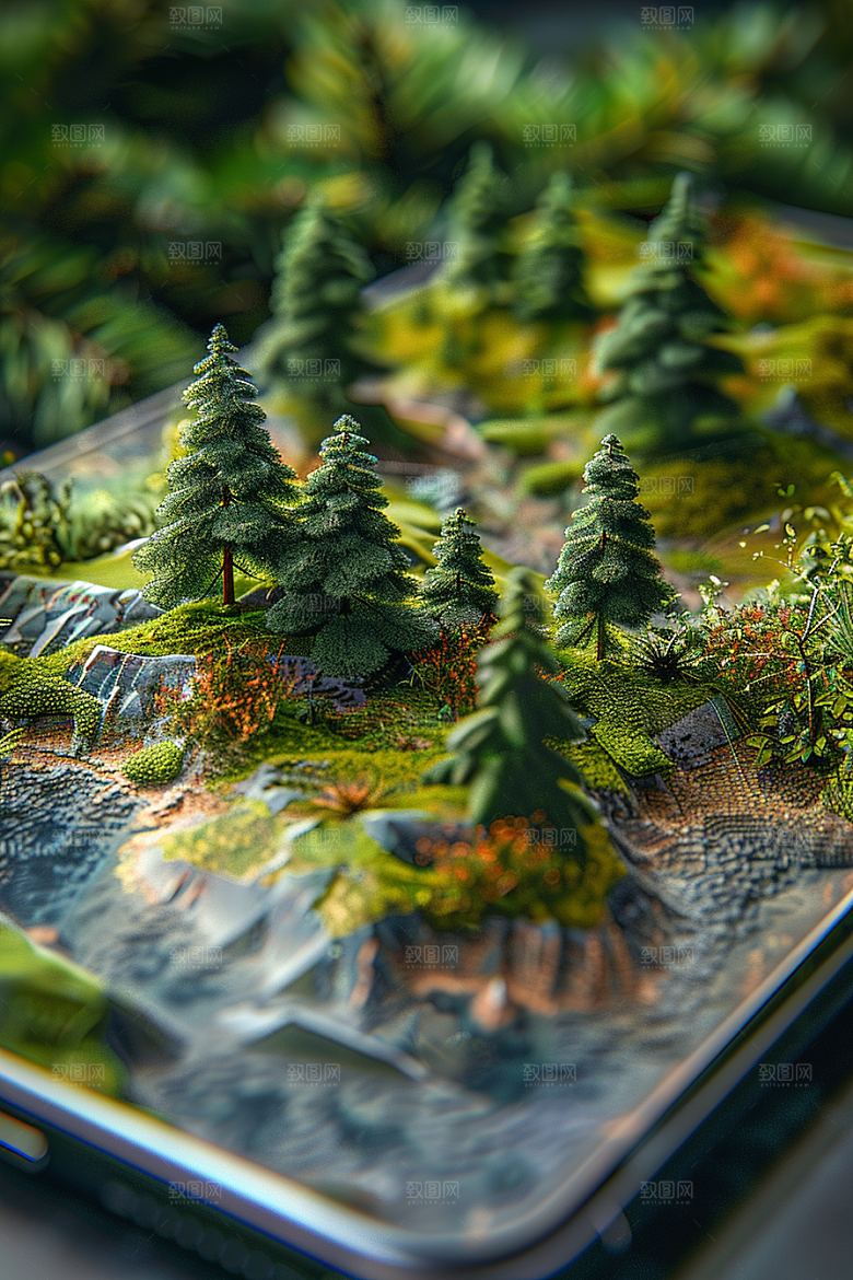 手机VR山水3D立体模型