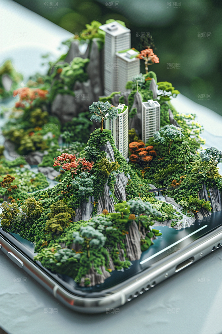 手机VR山水3D立体模型