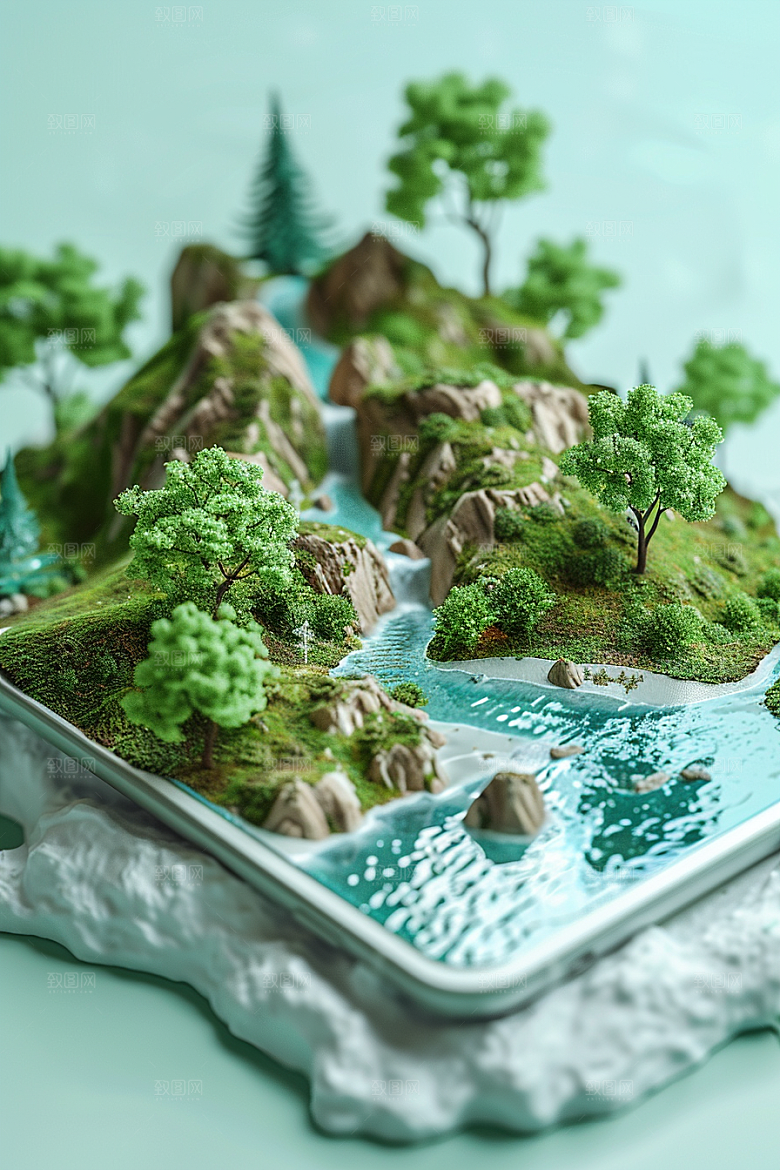 手机VR山水自然高清模型