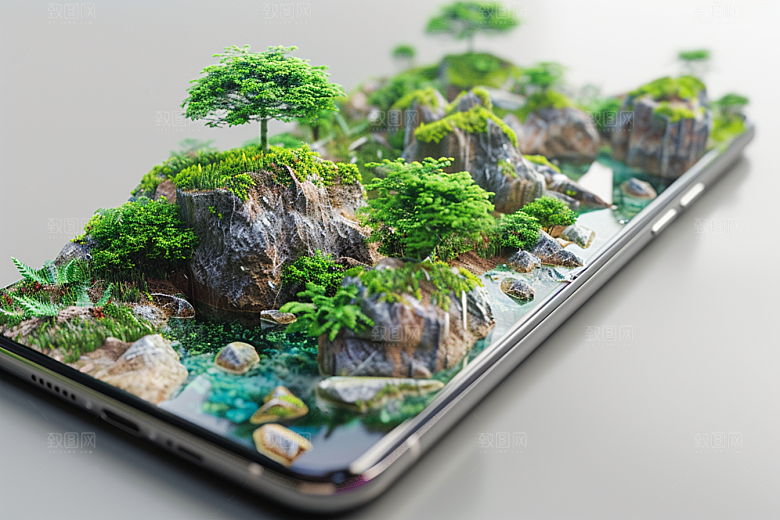 手机VR山水元宇宙科技模型