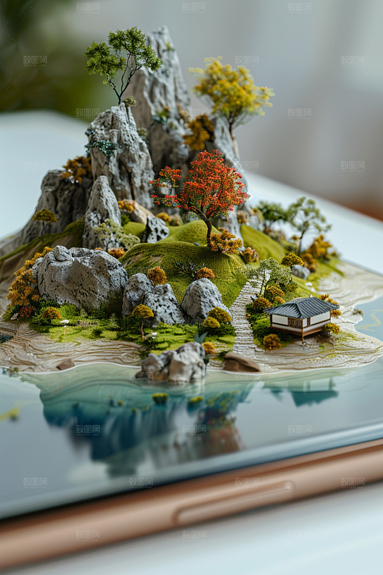 手机VR山水自然高清模型