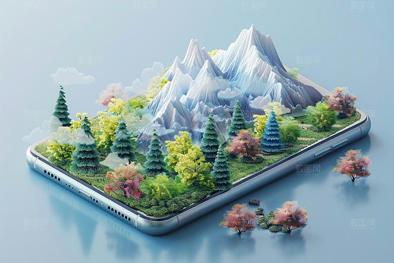 手机VR山水3D立体模型