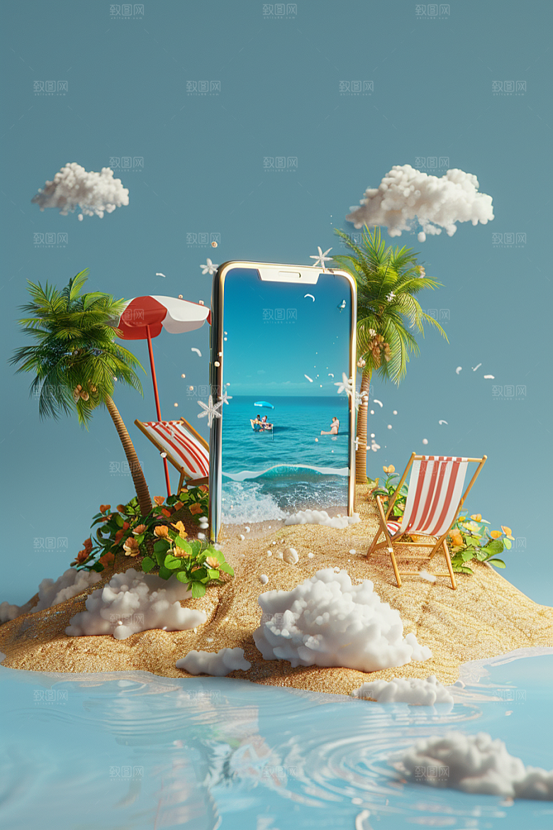 手机VR山水自然超现实模型