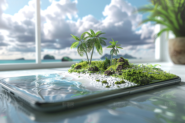手机VR山水立体自然模型