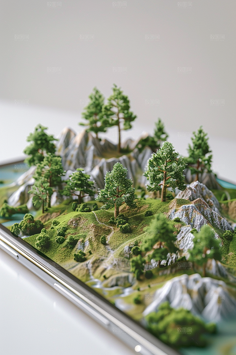 手机VR山水自然超现实模型