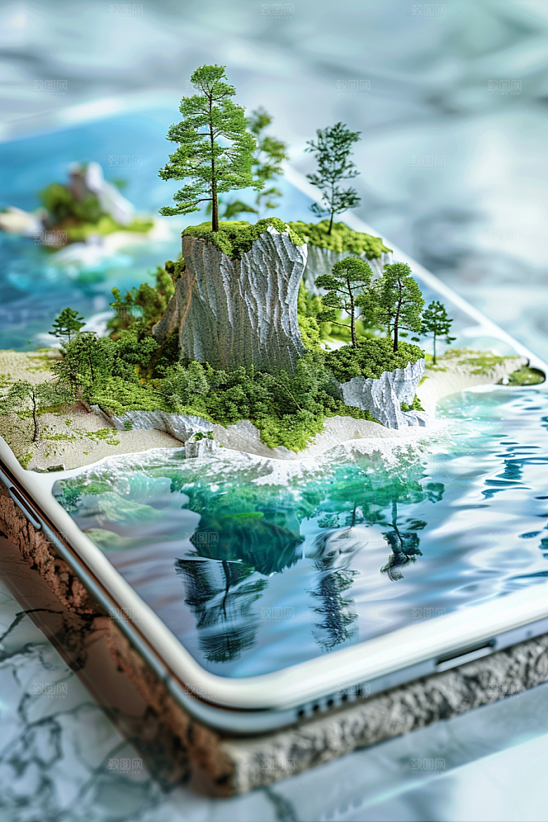 手机VR山水立体虚拟现实模型