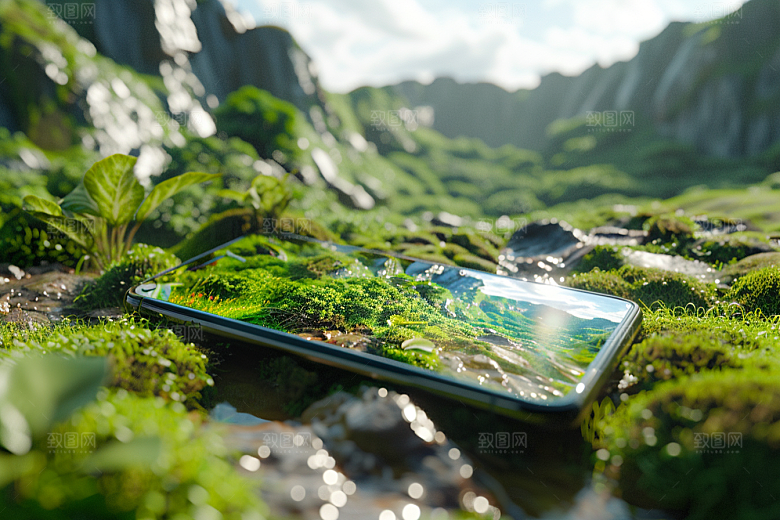 手机VR山水数码设备自然模型