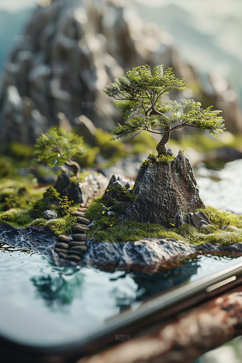 手机VR山水幻想风VR技术模型