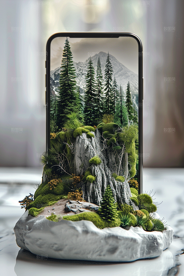 手机VR山水风光超现实模型