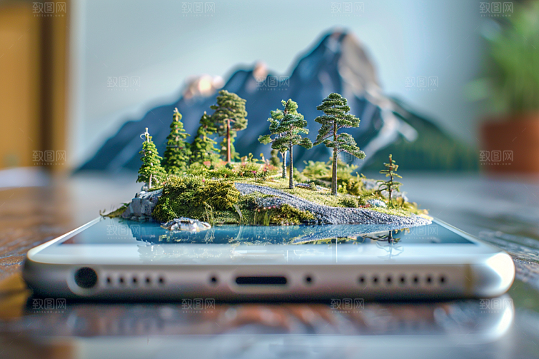 手机VR山水数码设备科技模型