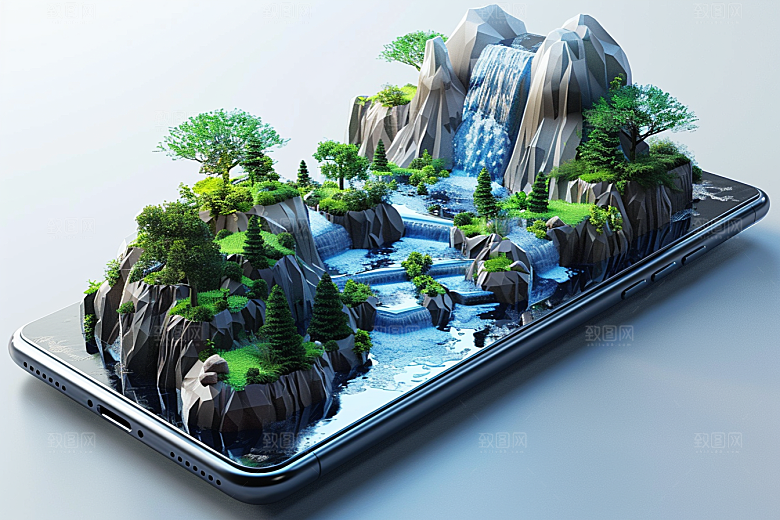 手机VR山水立体风光模型