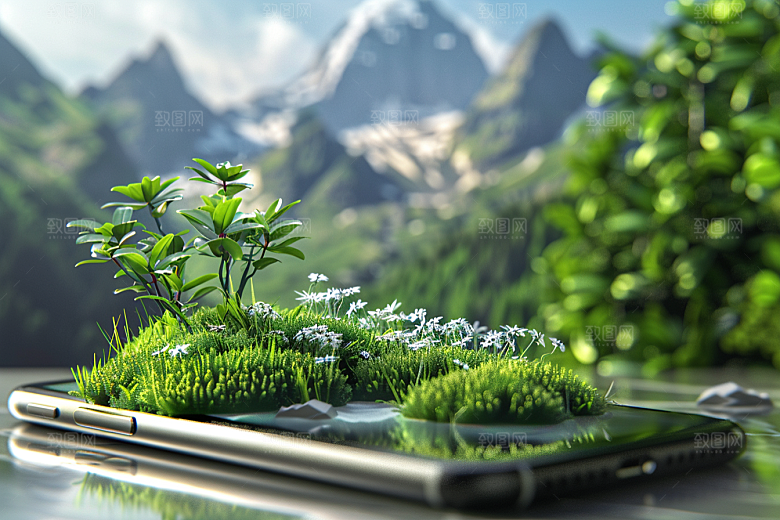手机VR山水风光数码设备模型
