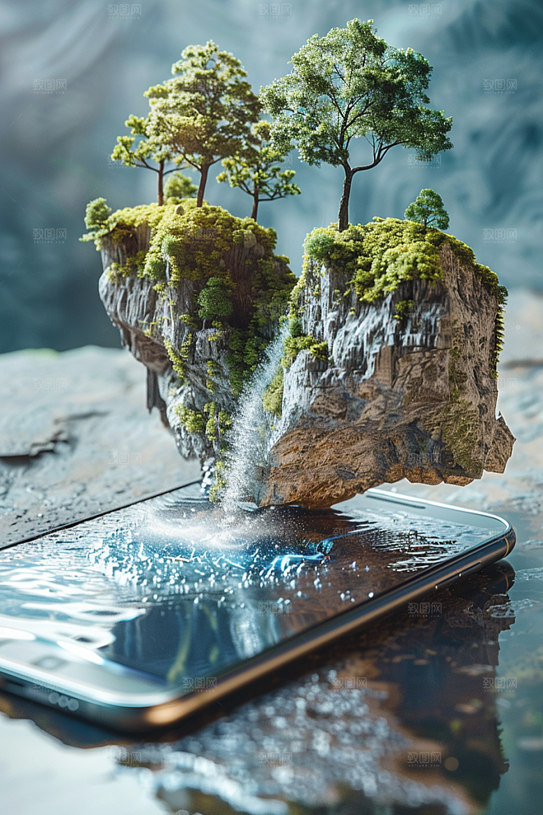 手机VR山水超现实自然模型