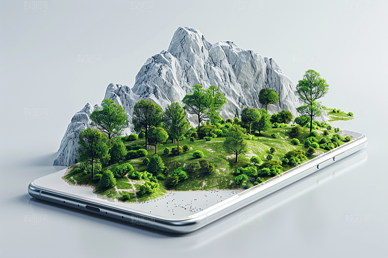手机VR山水虚拟现实自然模型