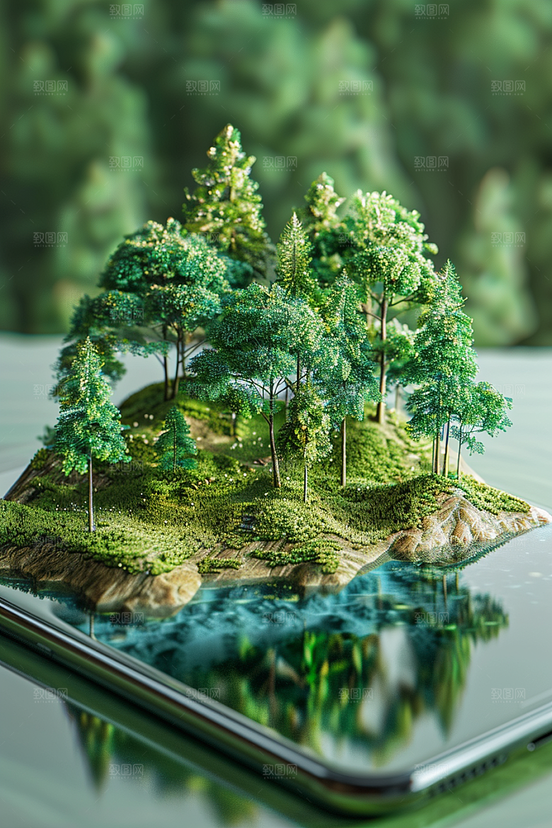 手机VR山水立体超现实模型