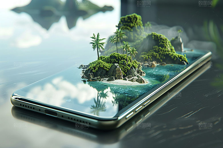手机VR山水自然自然模型